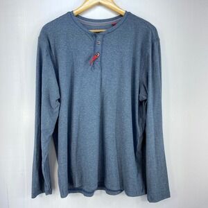 Bruno Milano Supersoft Heathered Blue Long Sleeve Henley Shirt Mens Large NEW
